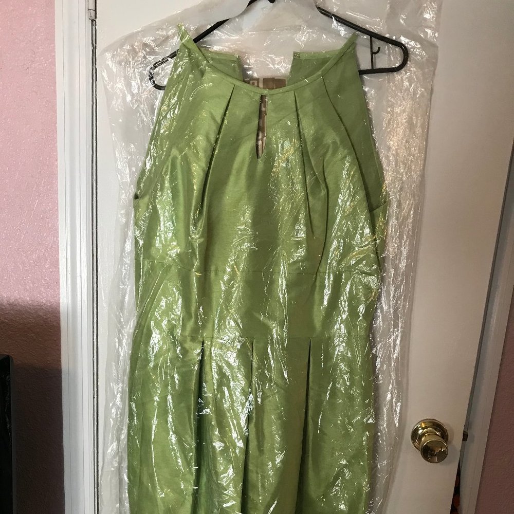 Satin Lime Green Evening Dress